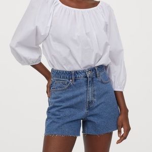 High-waisted denim shorts